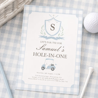 Blue and Pink Hole in One Birthday Invitation
