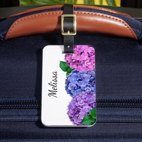 Blue and Pink Hydrangea Flowers Custom Luggage Tag