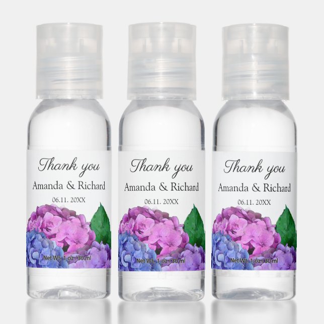 Blue and Pink Hydrangea Flowers Hand Sanitizer (Set)