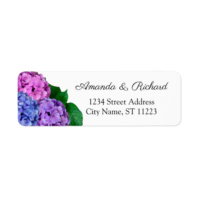Blue And Pink Hydrangea Flowers  Label (Front)