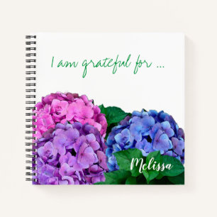 Blue and Pink Hydrangea Flowers Personalized   Notebook