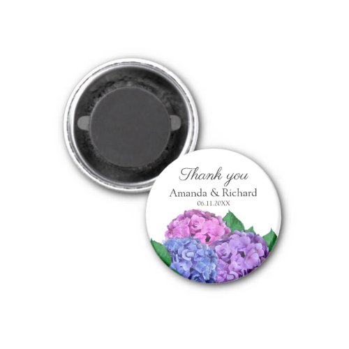 Blue and Pink Hydrangea Flowers Thank You Wedding  Magnet