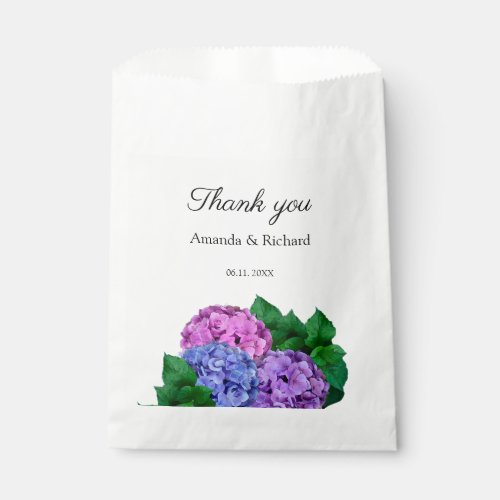 Blue And Pink Hydrangea Flowers Wedding Favor Bag