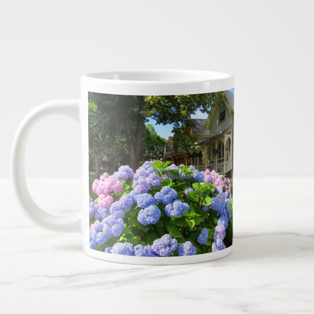 Blue and Pink Hydrangeas - Martha's Vineyard Giant Coffee Mug (Left)