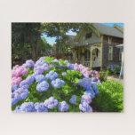 Blue and Pink Hydrangeas - Martha's Vineyard Jigsa Jigsaw Puzzle<br><div class="desc">Blue and pink hydrangeas abound in the community of cottages in Oak Bluffs on Martha's Vineyard. The Martha's Vineyard Campmeeting Association (MVCMA), a popular attraction on the island, is home to hundreds of Victorian gingerbread cottages. Oak Bluffs was once known as Cottage City. Martha's Vineyard is located in Massachusetts, just...</div>