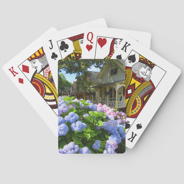 Blue and Pink Hydrangeas - Martha's Vineyard  Poker Cards (Back)