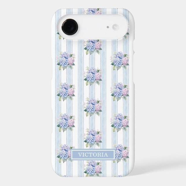 Blue and Pink Hydrangeas Monogrammed Case-Mate iPhone Case (Back)