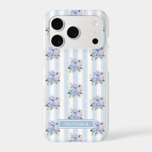 Blue and Pink Hydrangeas Monogrammed iPhone 17 Pro Case