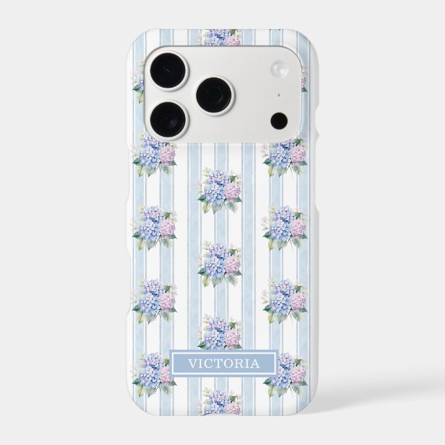 Blue and Pink Hydrangeas Monogrammed Case-Mate iPhone Case (Back)