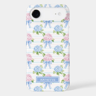 Blue and Pink Hydrangeas Striped iPhone 17 Air Case