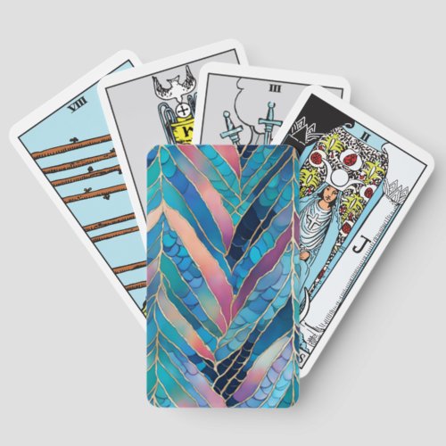  Blue And Pink Leaf And Scales Pattern Tarot Cards
