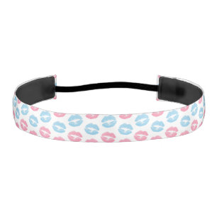 Blue and Pink Lips Pattern, Lipstick, Kiss Athletic Headband