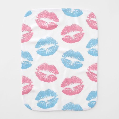 Blue and Pink Lips Pattern Lipstick Kiss Baby Burp Cloth