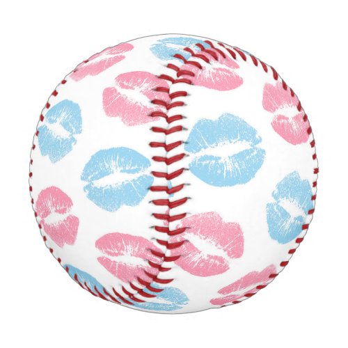 Blue and Pink Lips Pattern Lipstick Kiss Baseball