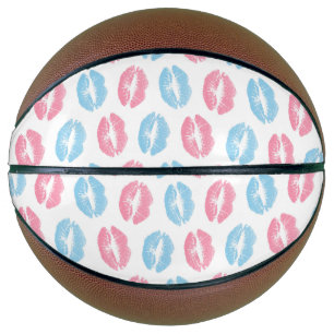 Blue and Pink Lips Pattern, Lipstick, Kiss Basketball