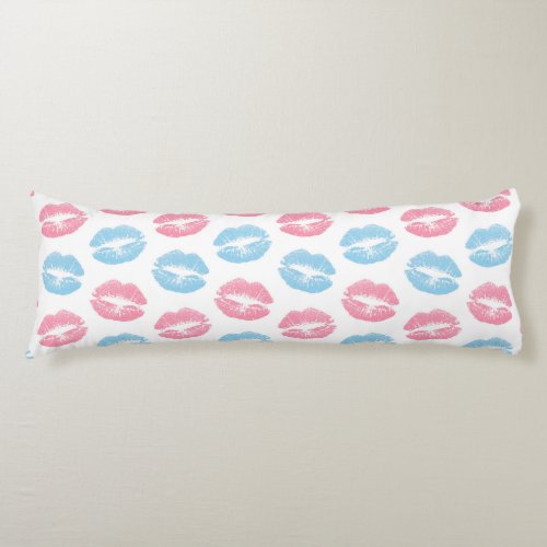 Blue and Pink Lips Pattern Lipstick Kiss Body Pillow