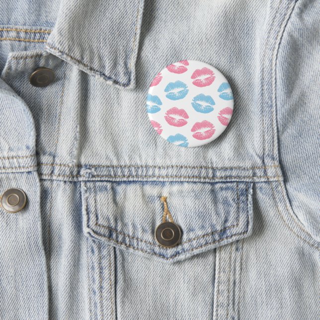 Blue and Pink Lips Pattern, Lipstick, Kiss Button (In Situ)