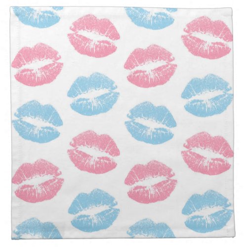 Blue and Pink Lips Pattern Lipstick Kiss Cloth Napkin
