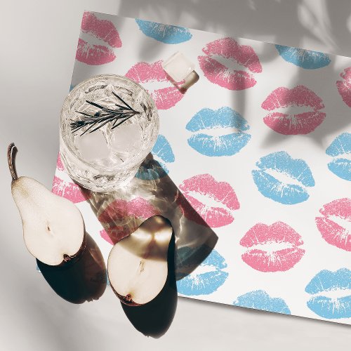 Blue and Pink Lips Pattern Lipstick Kiss Cloth Placemat