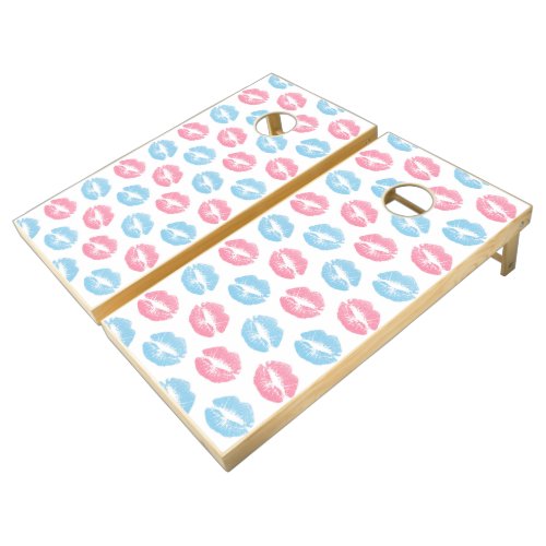 Blue and Pink Lips Pattern Lipstick Kiss Cornhole Set