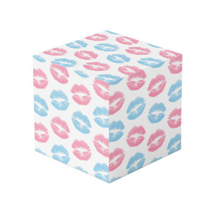 Blue and Pink Lips Pattern, Lipstick, Kiss Cube