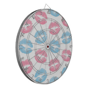 Blue and Pink Lips Pattern, Lipstick, Kiss Dart Board