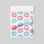 Blue and Pink Lips Pattern, Lipstick, Kiss Fabric