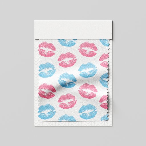Blue and Pink Lips Pattern, Lipstick, Kiss Fabric