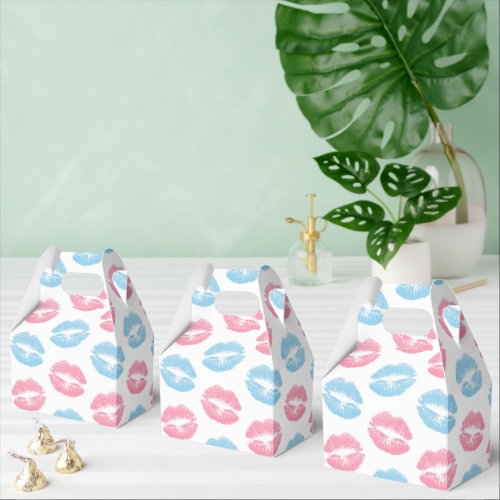 Blue and Pink Lips Pattern Lipstick Kiss Favor Boxes
