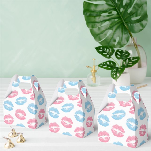 Blue and Pink Lips Pattern, Lipstick, Kiss Favor Boxes (Multiple)