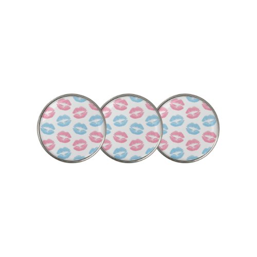 Blue and Pink Lips Pattern Lipstick Kiss Golf Ball Marker