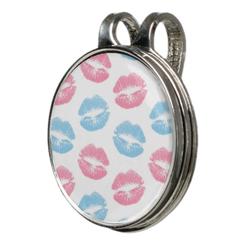 Blue and Pink Lips Pattern Lipstick Kiss Golf Hat Clip