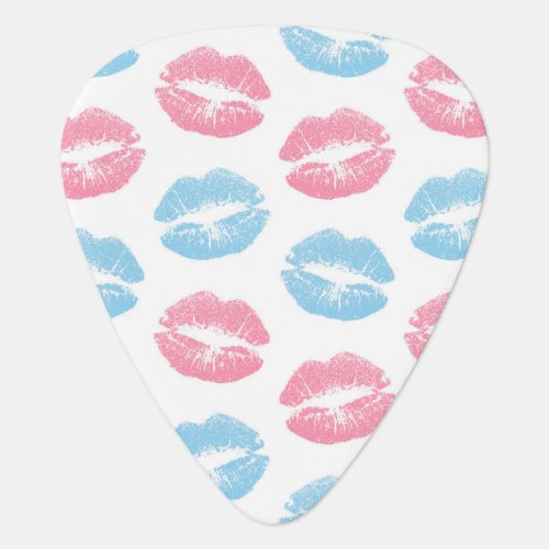Blue and Pink Lips Pattern Lipstick Kiss Guitar Pick