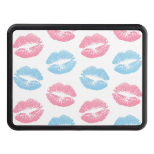 Blue and Pink Lips Pattern, Lipstick, Kiss Hitch Cover