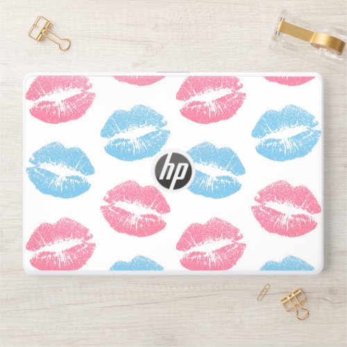 Blue and Pink Lips Pattern Lipstick Kiss HP Laptop Skin