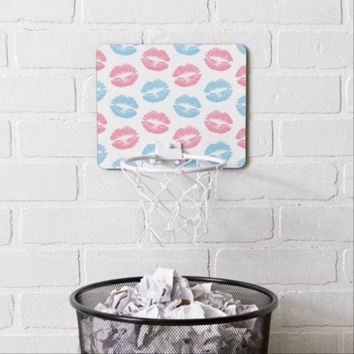 Blue and Pink Lips Pattern Lipstick Kiss Mini Basketball Hoop