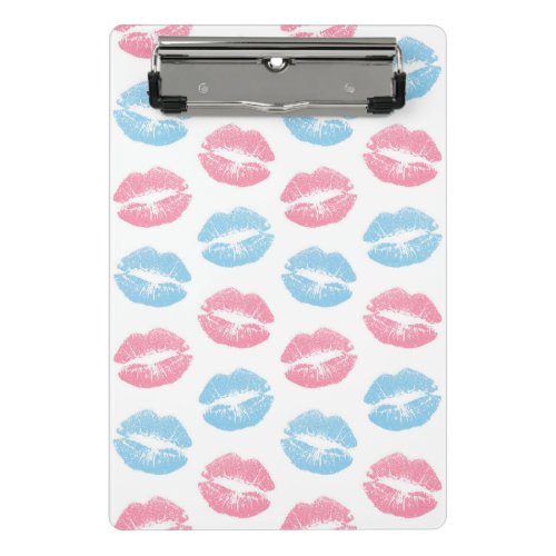 Blue and Pink Lips Pattern Lipstick Kiss Mini Clipboard