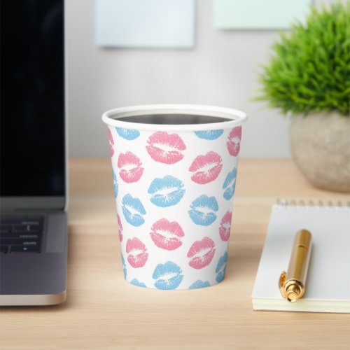 Blue and Pink Lips Pattern Lipstick Kiss Paper Cups