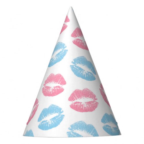 Blue and Pink Lips Pattern Lipstick Kiss Party Hat