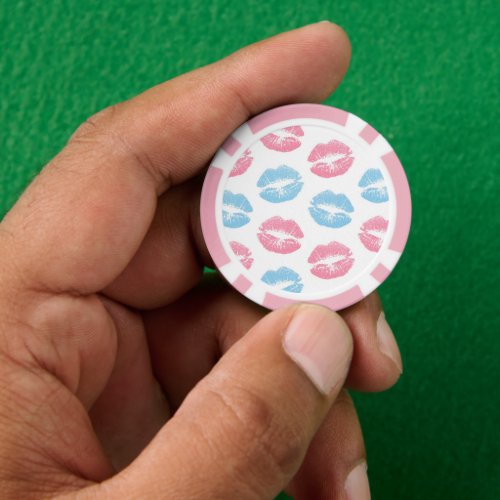 Blue and Pink Lips Pattern Lipstick Kiss Poker Chips