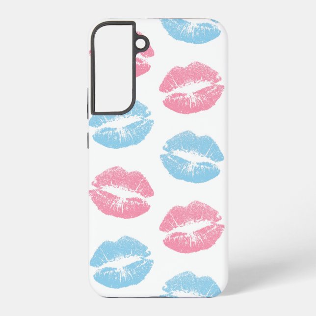 Blue and Pink Lips Pattern, Lipstick, Kiss Samsung Galaxy Case (Back)