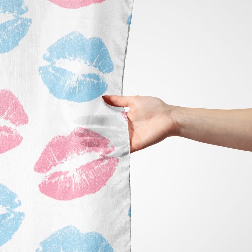 Blue and Pink Lips Pattern Lipstick Kiss Scarf