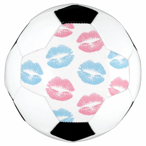 Blue and Pink Lips Pattern Lipstick Kiss Soccer Ball