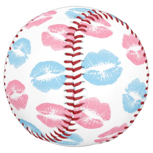 Blue and Pink Lips Pattern Lipstick Kiss Softball