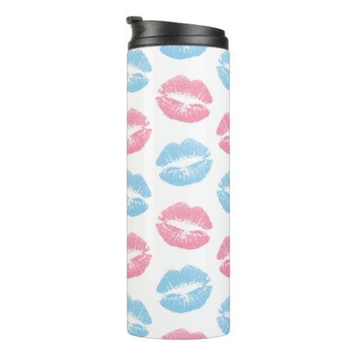 Blue and Pink Lips Pattern Lipstick Kiss Thermal Tumbler
