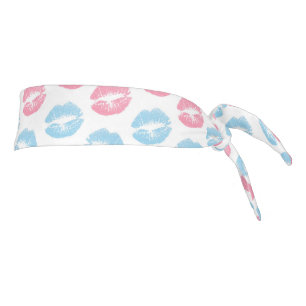 Blue and Pink Lips Pattern, Lipstick, Kiss Tie Headband