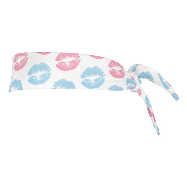 Blue and Pink Lips Pattern, Lipstick, Kiss Tie Headband (Rotate 90)