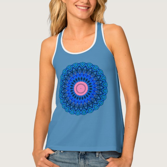 Blue and Pink MandalaTank Top (Front)