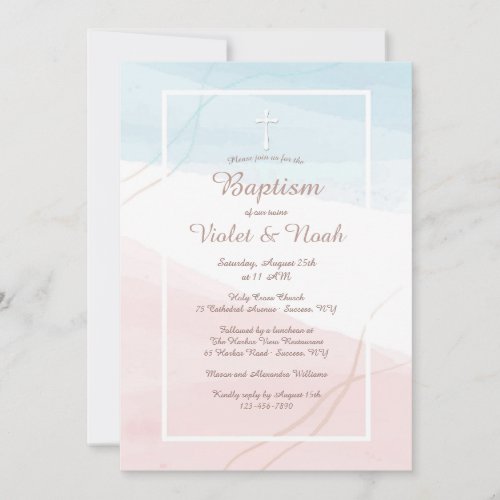 Blue and Pink Modern Religious Invitation