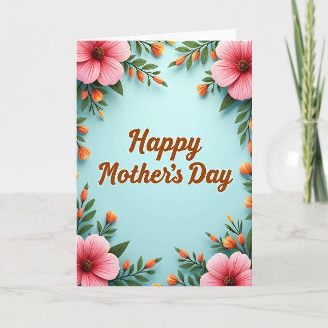Blue And Pink Mothers Day Card (Front)